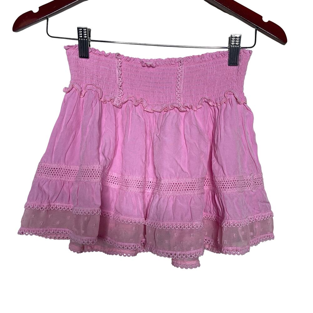 Katie J pink mini layer skirt elastic waistband sz XL